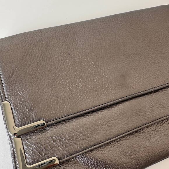 Michael Kors Metallic Grey/Silver Leather Clutch - Picture 4 of 8